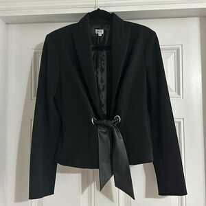 Cache CULT FAVORITE blazer with leather tie detail and silver grommet.